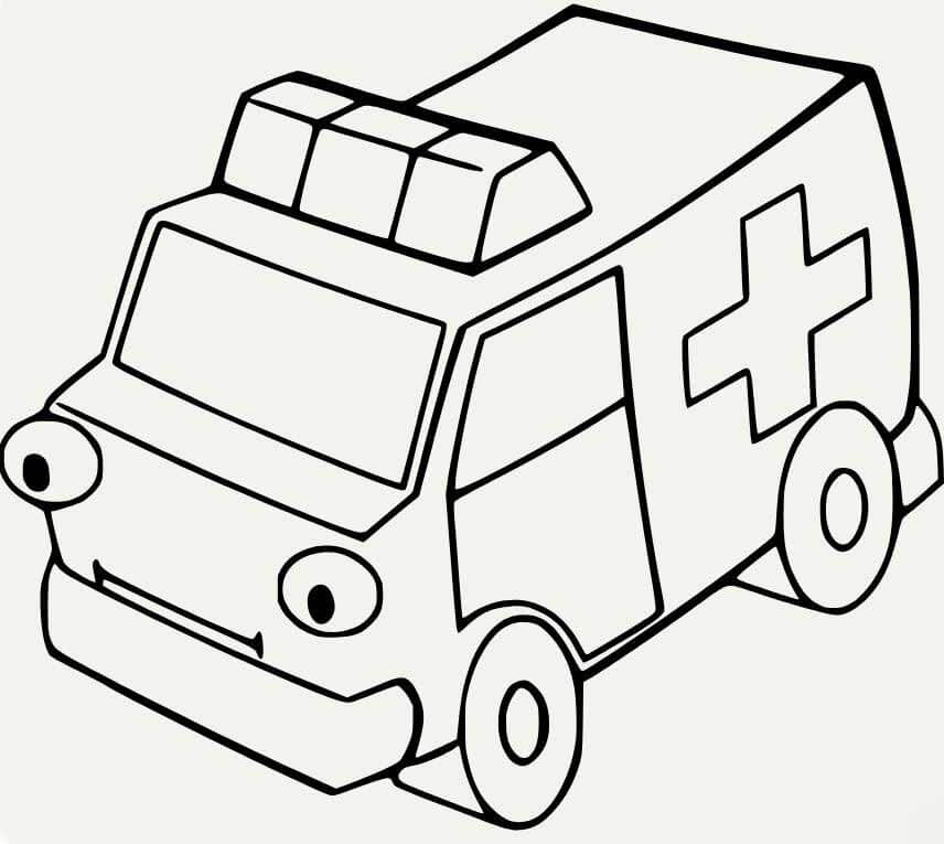 Cute ambulance coloring page