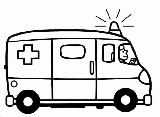 Ambulance coloring page ready to work