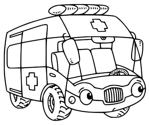 Coloring page of an ambulance waiting