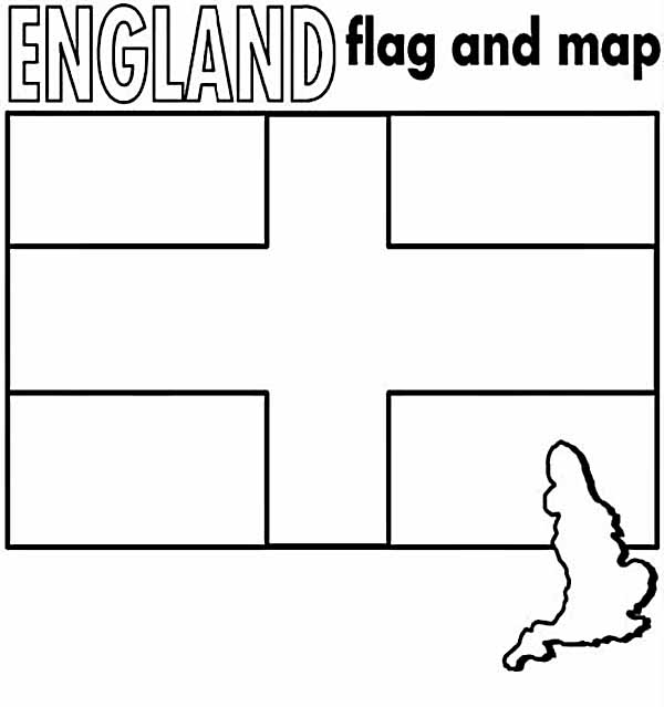 England flag and map coloring page