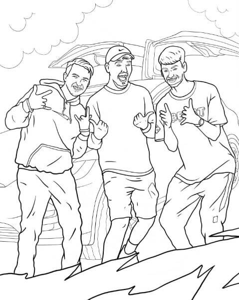 Coloring Mr Beast and his companions