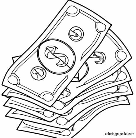 Dollar Coloring Pages from 1 to 100 Dollars