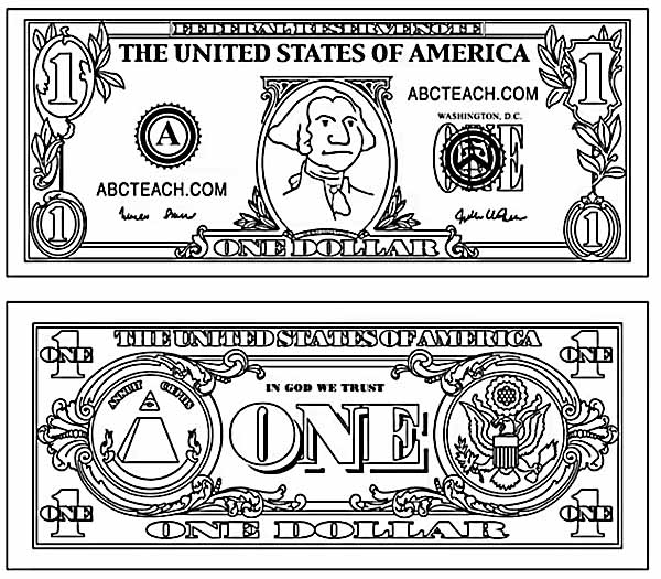 Latest dollar money coloring pages 2024