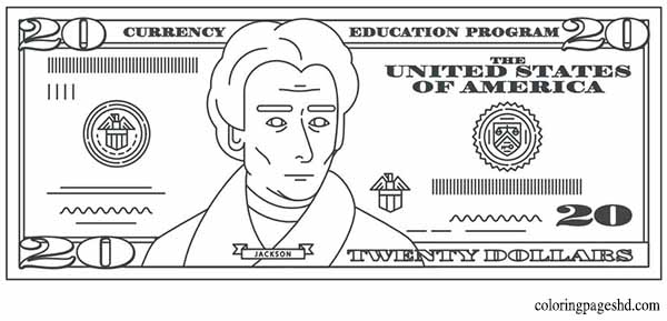 creative 20 dollar bill coloring page