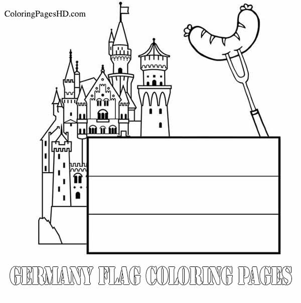 Coloring the German flag and iconic symbols.