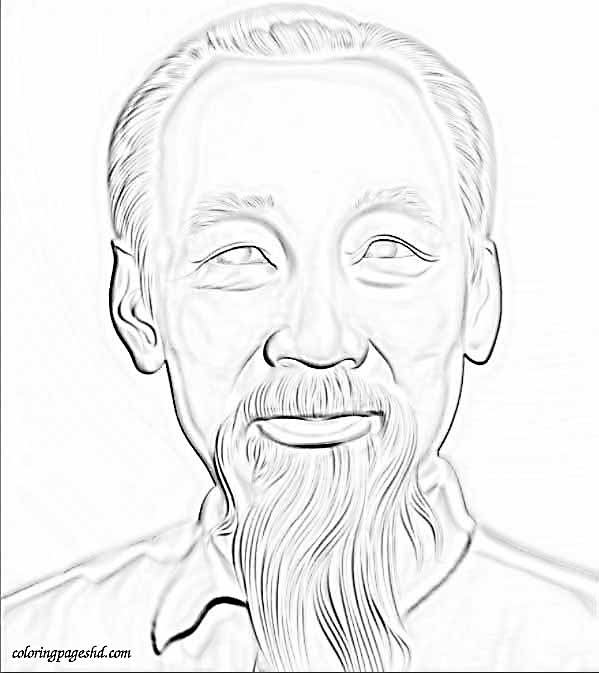 Beautiful portrait coloring page of Ho Chi Minh