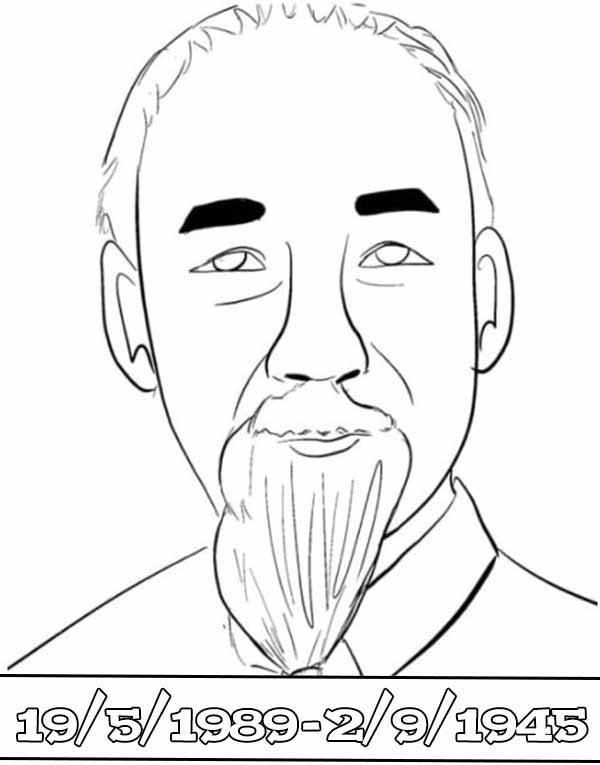 Simple Ho Chi Minh coloring pages for children to create colors