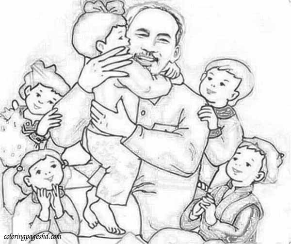 Coloring page of beloved Uncle Ho of Vietnamese people