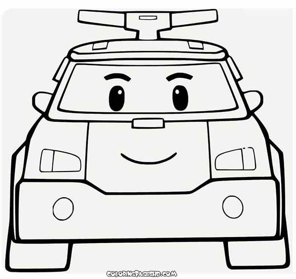 Robocar Poli front view coloring page