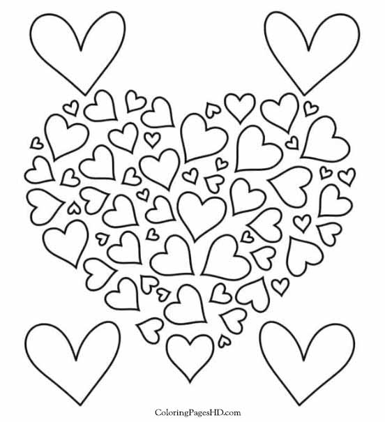 Celebrate love with these fun heart coloring page