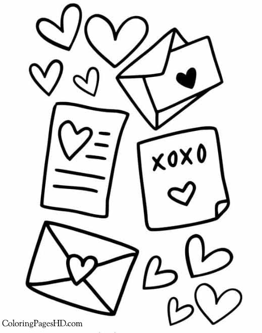 Cute and simple heart coloring page