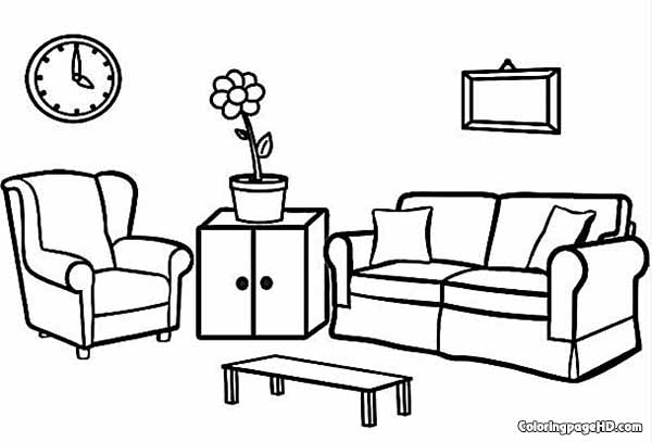 living room furniture coloring pages