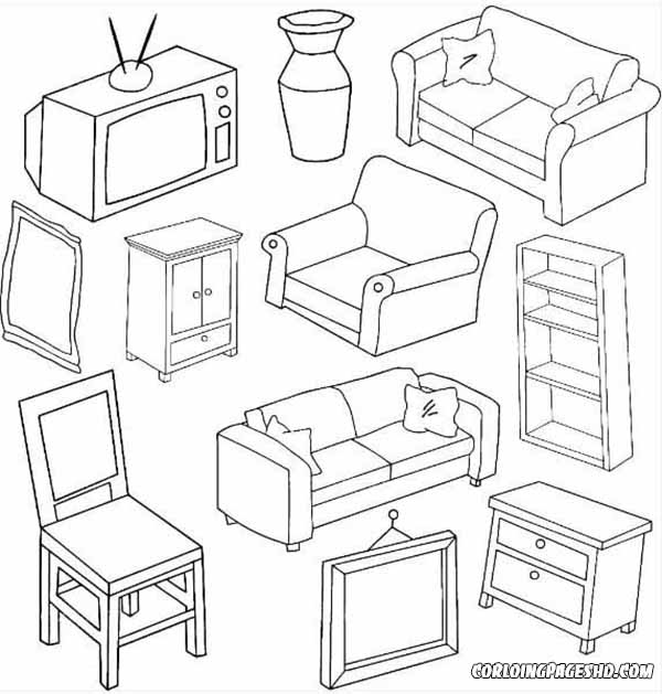 Household items  Colouring Pages on living room