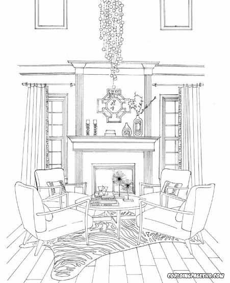 Beauty living room furniture coloring page 