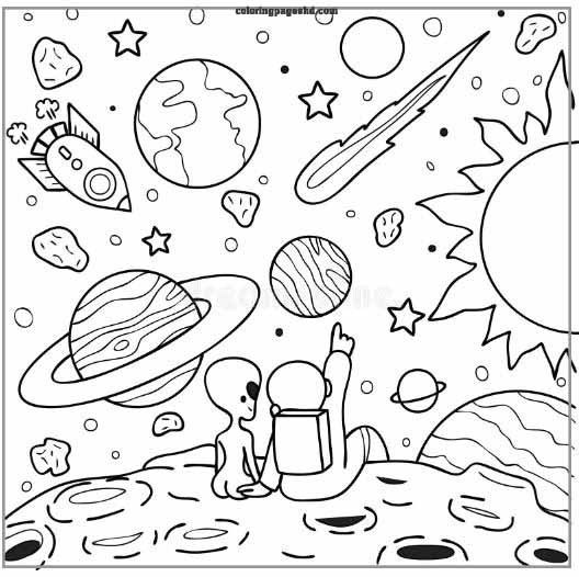 Ufo adventures await in this amazing coloring collection