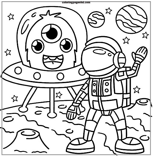 Journey to otherworldly realms with alien coloring pages