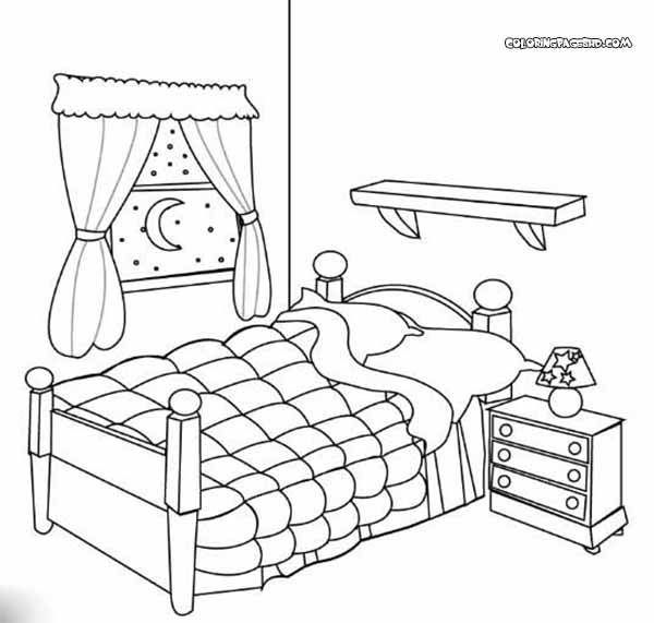 essential items coloring pages in the bedroom