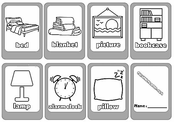 Bedroom items coloring pages