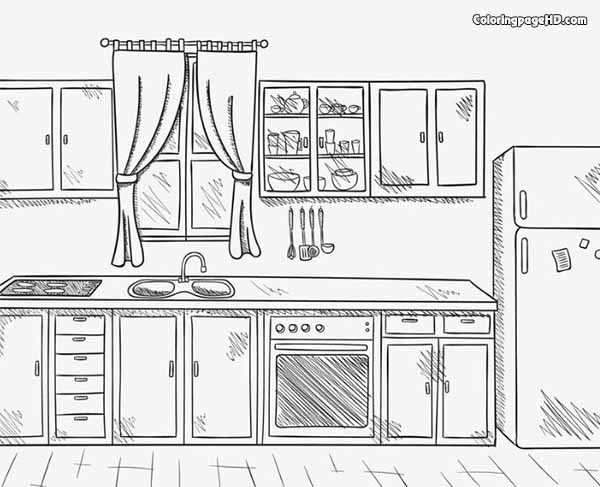 kitchen coloring pages free printable