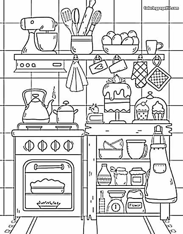 printable kitchen coloring pages