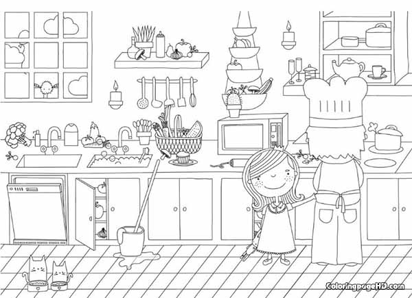 Coloring pictures of mother's kitchen