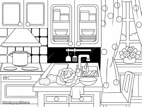 Kitchen utensils coloring pages