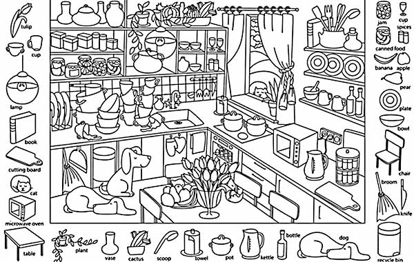 Beautiful kitchen coloring pages