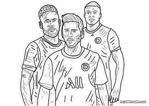 Messi Neymar Mbappe coloring pages