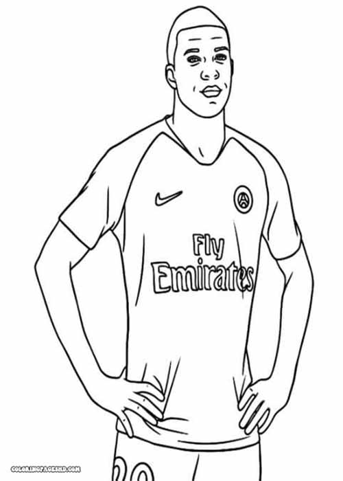 Simple Mbappe coloring pages for kids