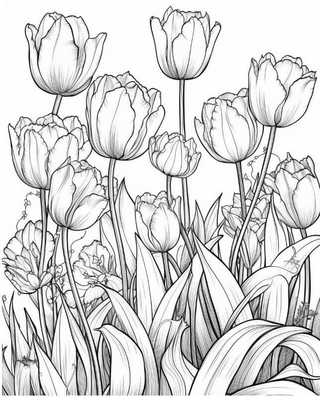 1001+ Tranh tô màu hoa Tulip đẹp và ý nghĩa 101 Khám phá sắc màu với hình ảnh tranh tô màu hoa Tulip