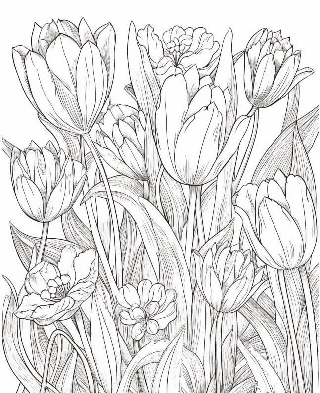 1001+ Tranh tô màu hoa Tulip đẹp và ý nghĩa 107 Tranh tô màu hoa Tulip đẹp đang nở rực rỡ