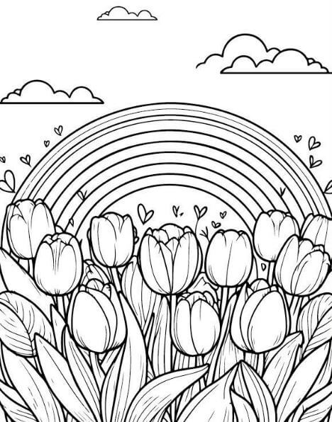 1001+ Tranh tô màu hoa Tulip đẹp và ý nghĩa 88 Tranh tô màu hoa Tulip cho các bạn thể hiện sắc màu