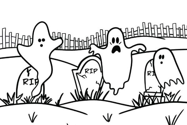 101+ Tranh tô màu con ma quỷ kinh dị mùa Halloween 58 Tranh tô màu con ma kinh dị ngoài bài tha ma