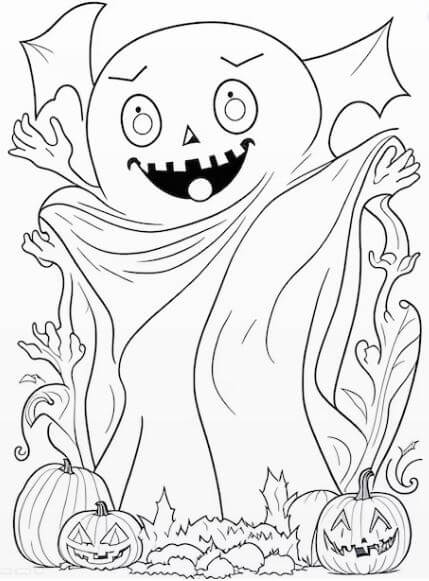 101+ Tranh tô màu con ma quỷ kinh dị mùa Halloween 78 Con ma bé bóng chăng