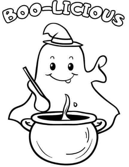 101+ Tranh tô màu con ma quỷ kinh dị mùa Halloween 82 Tô màu con ma Boo Licious phép thuật