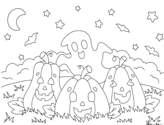 101+ Tranh tô màu con ma quỷ kinh dị mùa Halloween 60 Tô màu con ma dễ thương cho bé