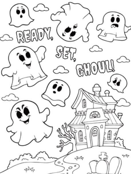 101+ Tranh tô màu con ma quỷ kinh dị mùa Halloween 66 Bé tô màu con ma phong cách Halloween siêu đáng yêu